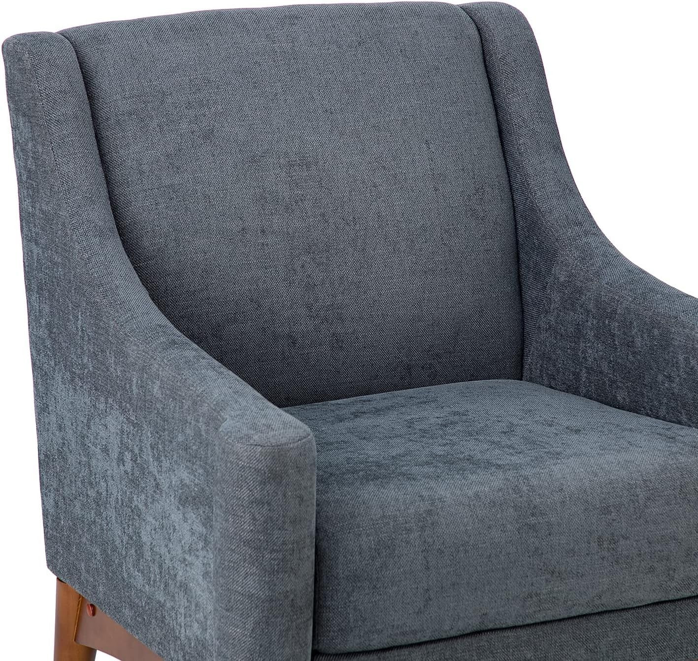 Set of 2 Charcoal Grey Accent Chairs Lounge Armchairs for Living Room