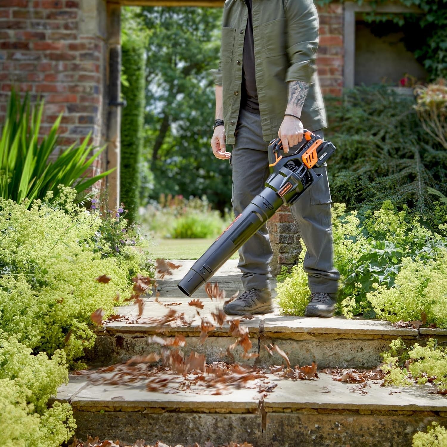 Cordless Leaf Blower 24V Axial High Power Garden Cleaner with Battery