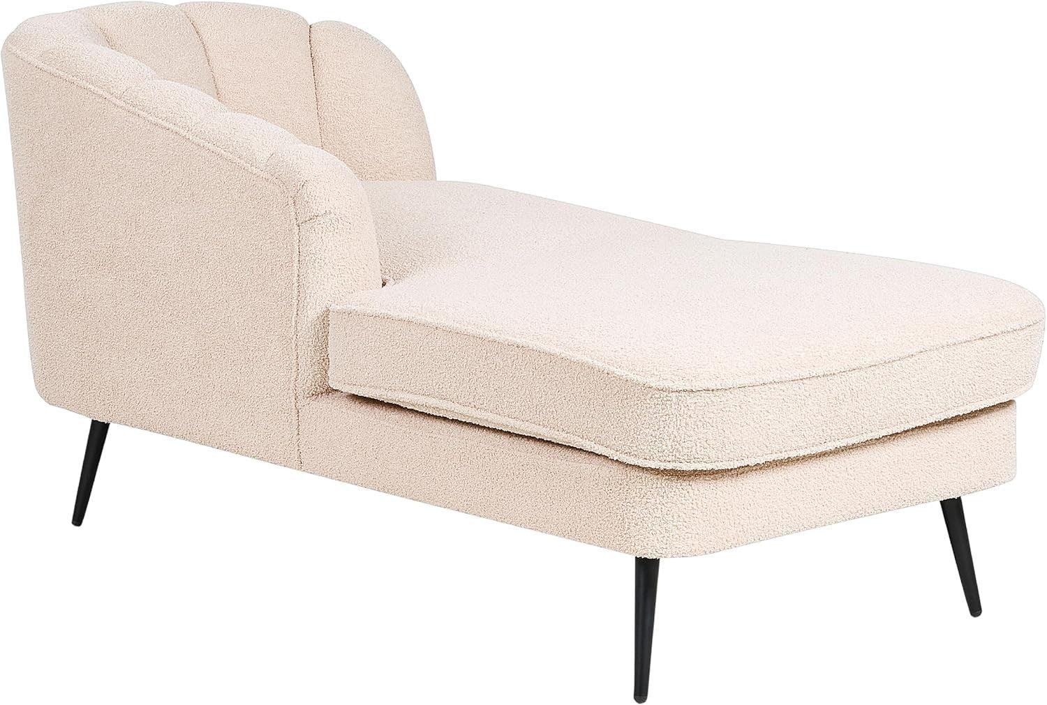 Modern Beige Boucle Right-Hand Chaise Lounge with Black Metal Legs & Soft Uphols