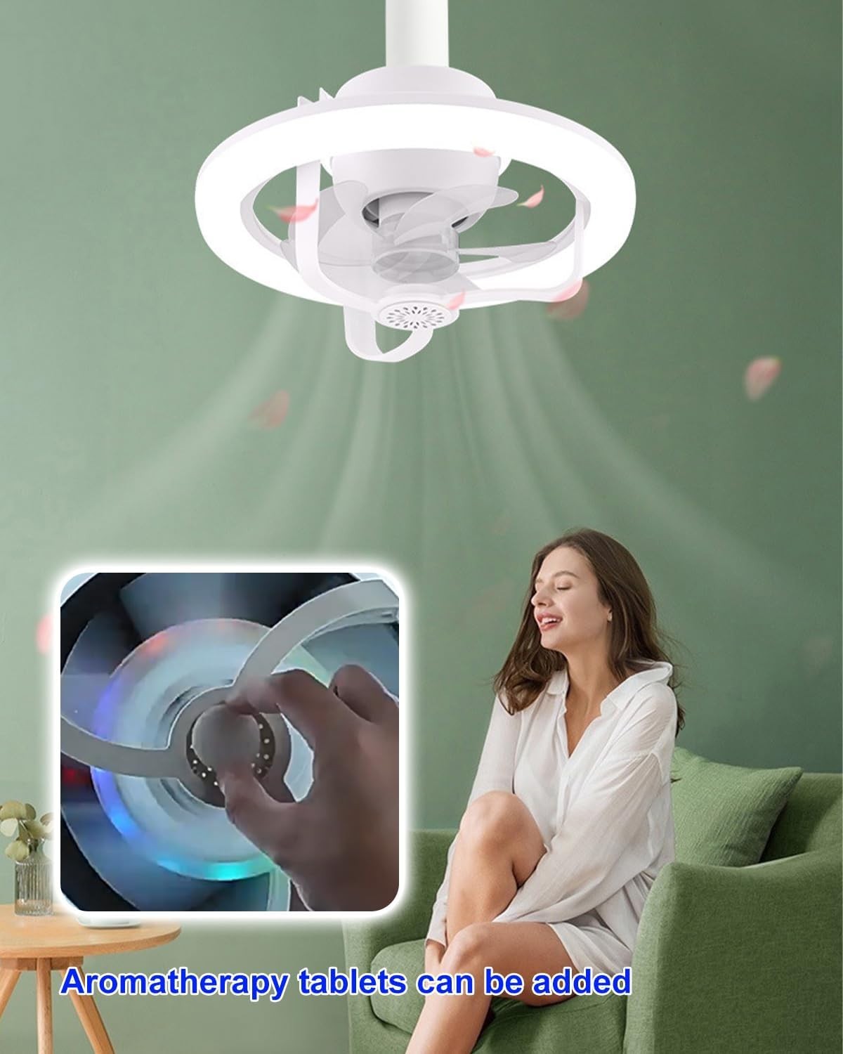 Kaivancy 30W Ceiling Fan with Lights Remote 3 Colors 6 Speeds Quiet
