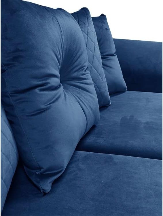 Royal Blue Velvet Corner Sofa ✨ 3-4 Seater L Shape LH w/ Chrome Feet