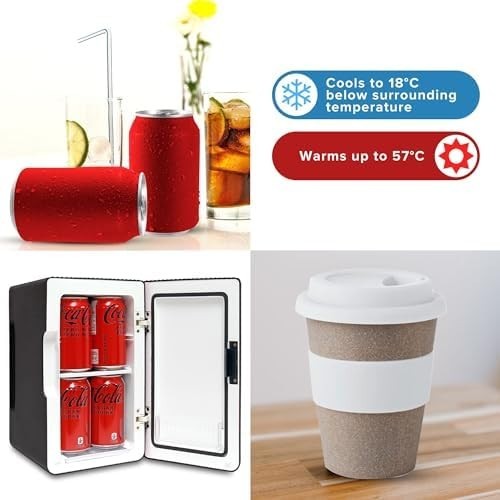6L Mini Fridge Black Cooler & Warmer Portable 12V AC/DC Table Top