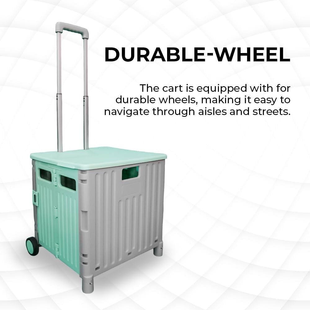 50L Foldable Shopping Trolley Cart with 2 Wheels & Telescopic Handle