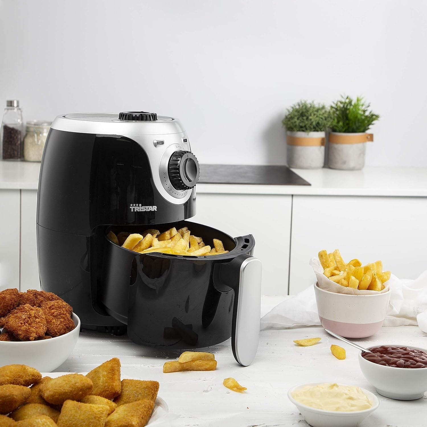 Mini Air Fryer 2L | Compact 1000W, Touch Temp Control, Low-Oil, Bake Fry Roast