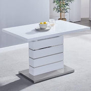 Extendable Dining Table 120-160x80x76cm White High Gloss Chrome Legs