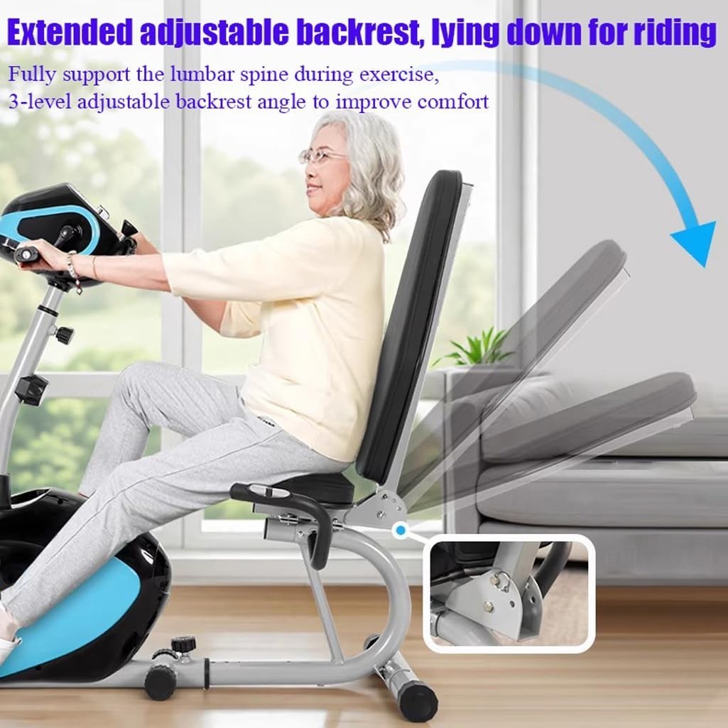 Recumbent Exercise Bike Magnetic Adjustable Seat Arm Leg Trainer Quiet Home