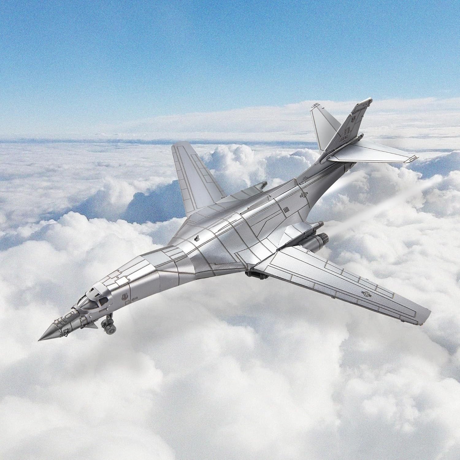 3D Metal B-1 Bomber Puzzle Model Kit - Stainless Steel, DIY, 84 Pieces
