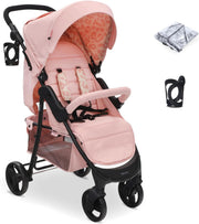 Pink Leopard Baby Pushchair Easy Fold Stroller Adjustable Handle Birth to 4Y