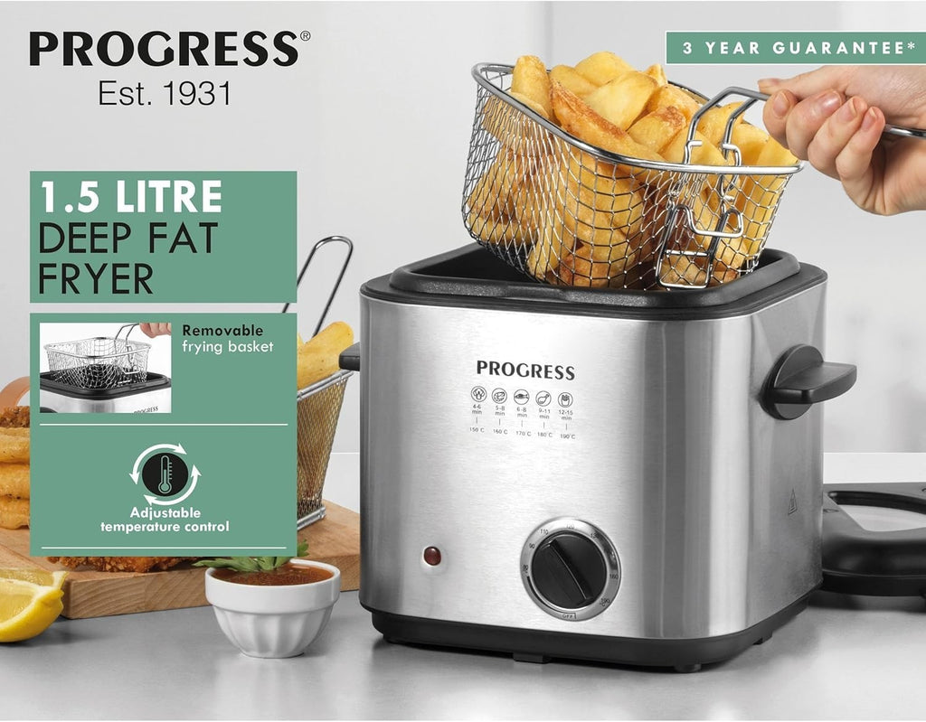 1.5L Deep Fat Fryer Compact Electric Fryer Viewing Window 840W