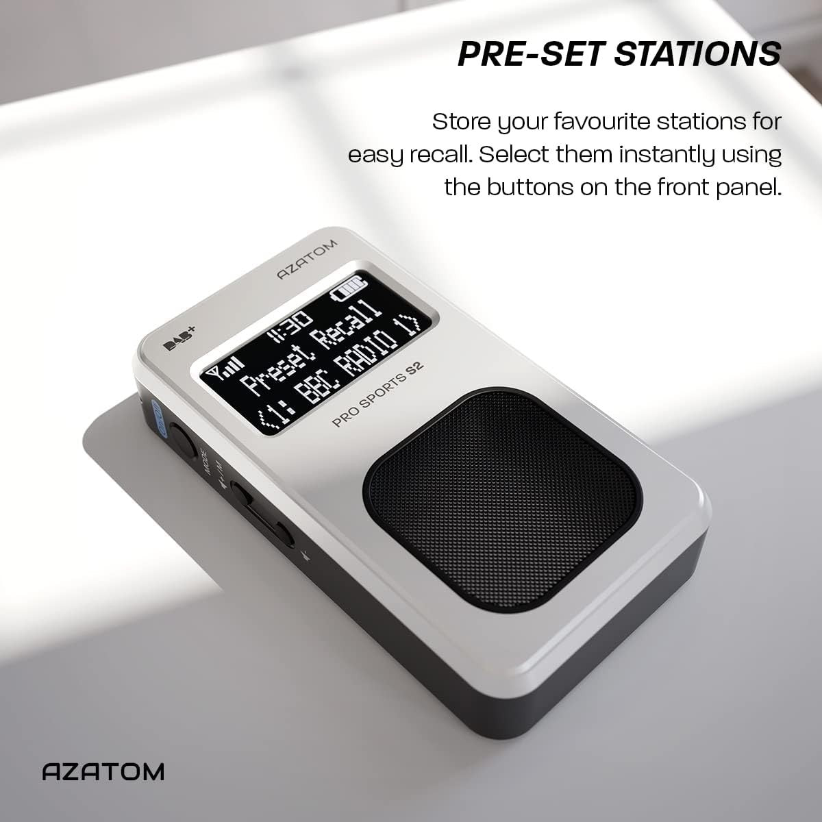 Portable DAB/DAB+ FM Digital Radio with Speaker & Sports Earphones