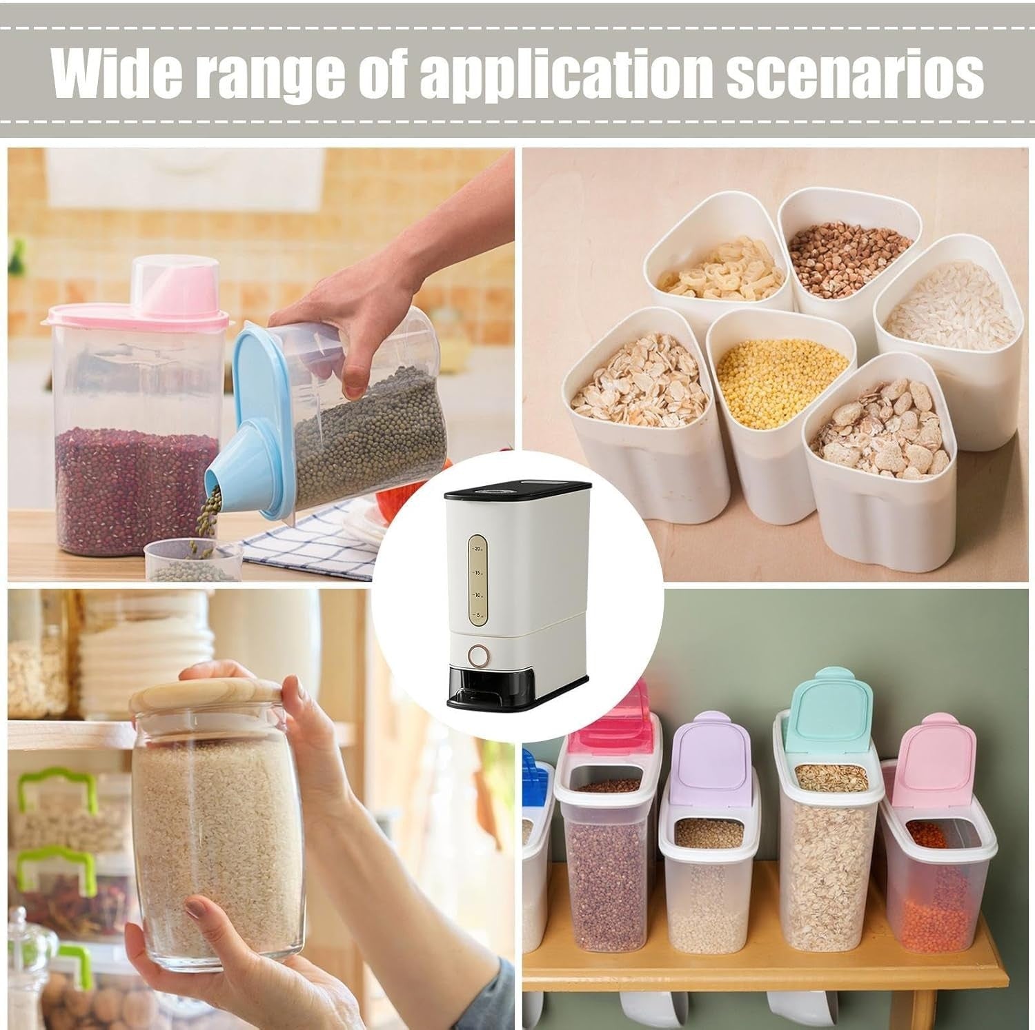 24L Rice Dispenser Large Capacity Press Grain Storage Container