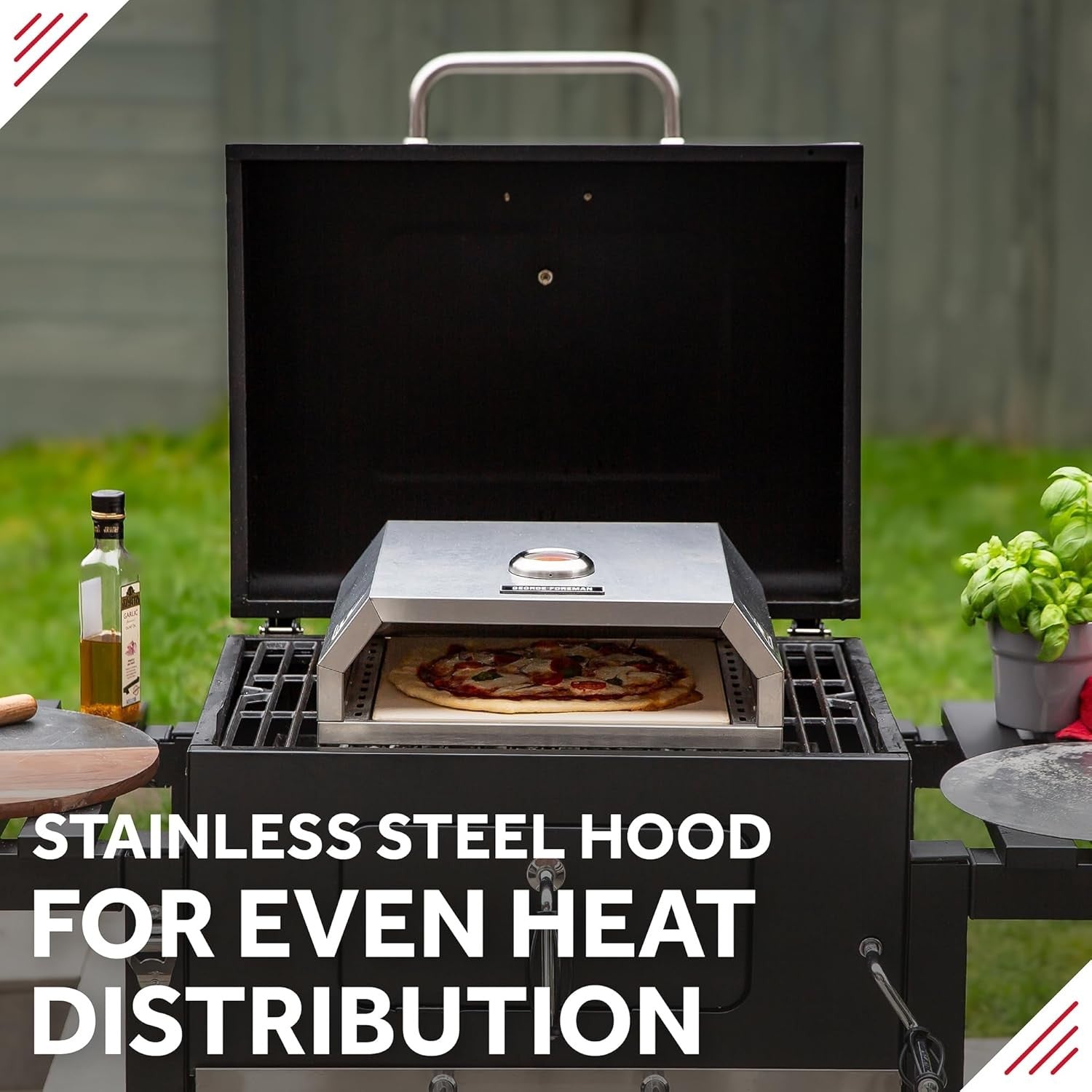 12" BBQ Pizza Oven Grill Top With Paddle & Stone Stainless Steel Outdoor Cooker