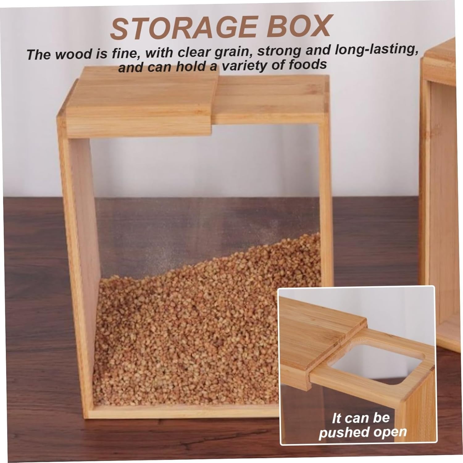 3PCS 3L Airtight Cereal Storage Containers Wooden Lid
