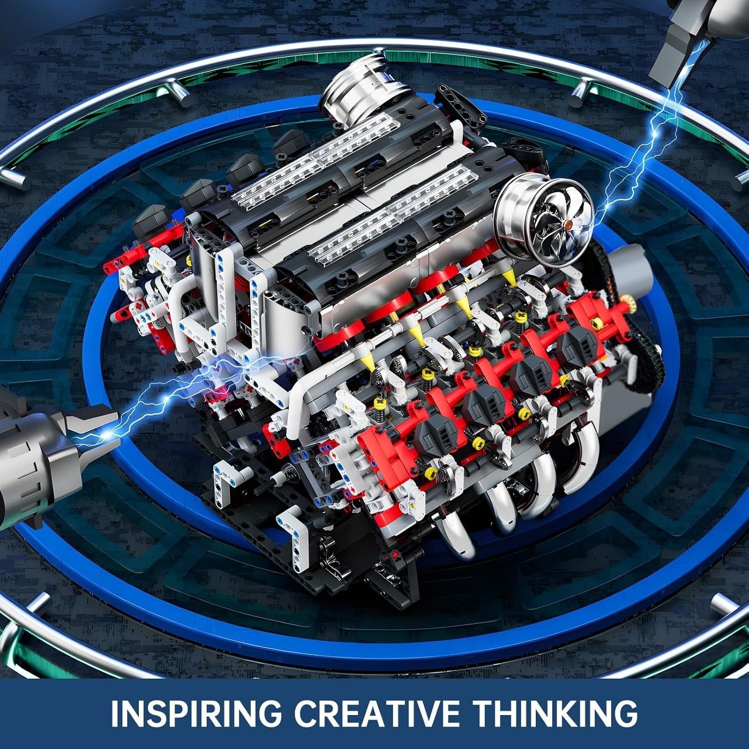 3.9L V8 Engine Model Kit with Sound & Moving Parts – 2718 PCS Adult Build Toy