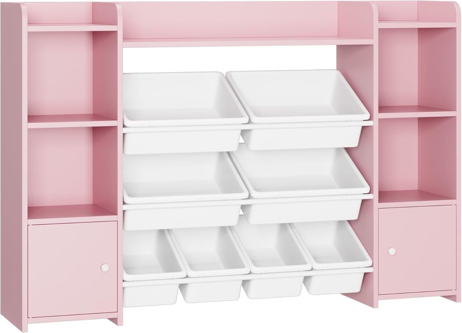 Kids Toy Storage Organizer with 8 Removable Bins & Shelves - Pink, Durable