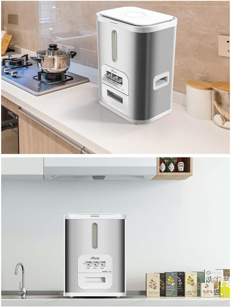 20KG Stainless Steel Auto Rice Dispenser 3-Button Grain Bin