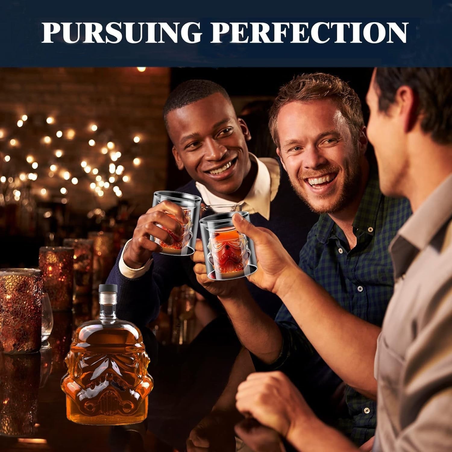 3D Skull Whiskey Decanter Set 750ml with 2 Glasses & Keychain | Men's Gift