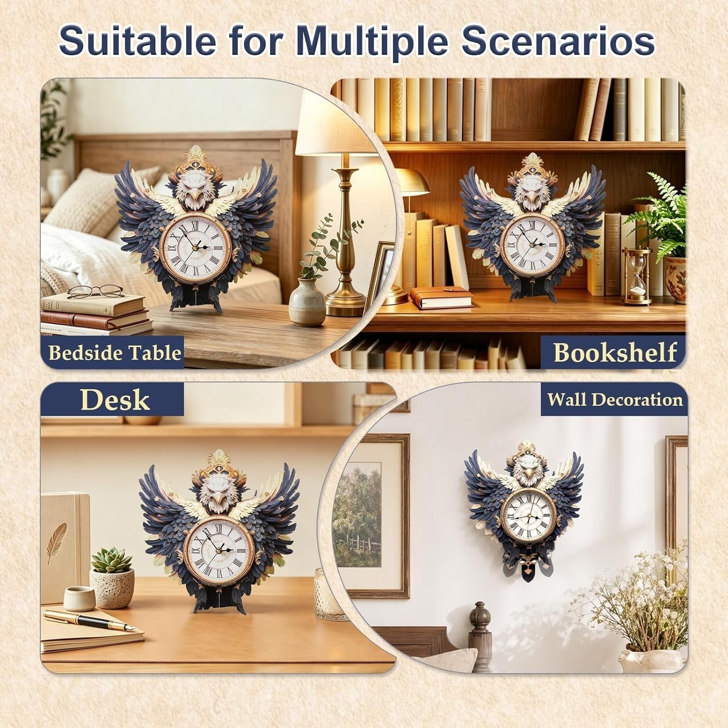 3D Wooden Eagle Clock Puzzle DIY Mechanical Wall Decor Model Kit Gift