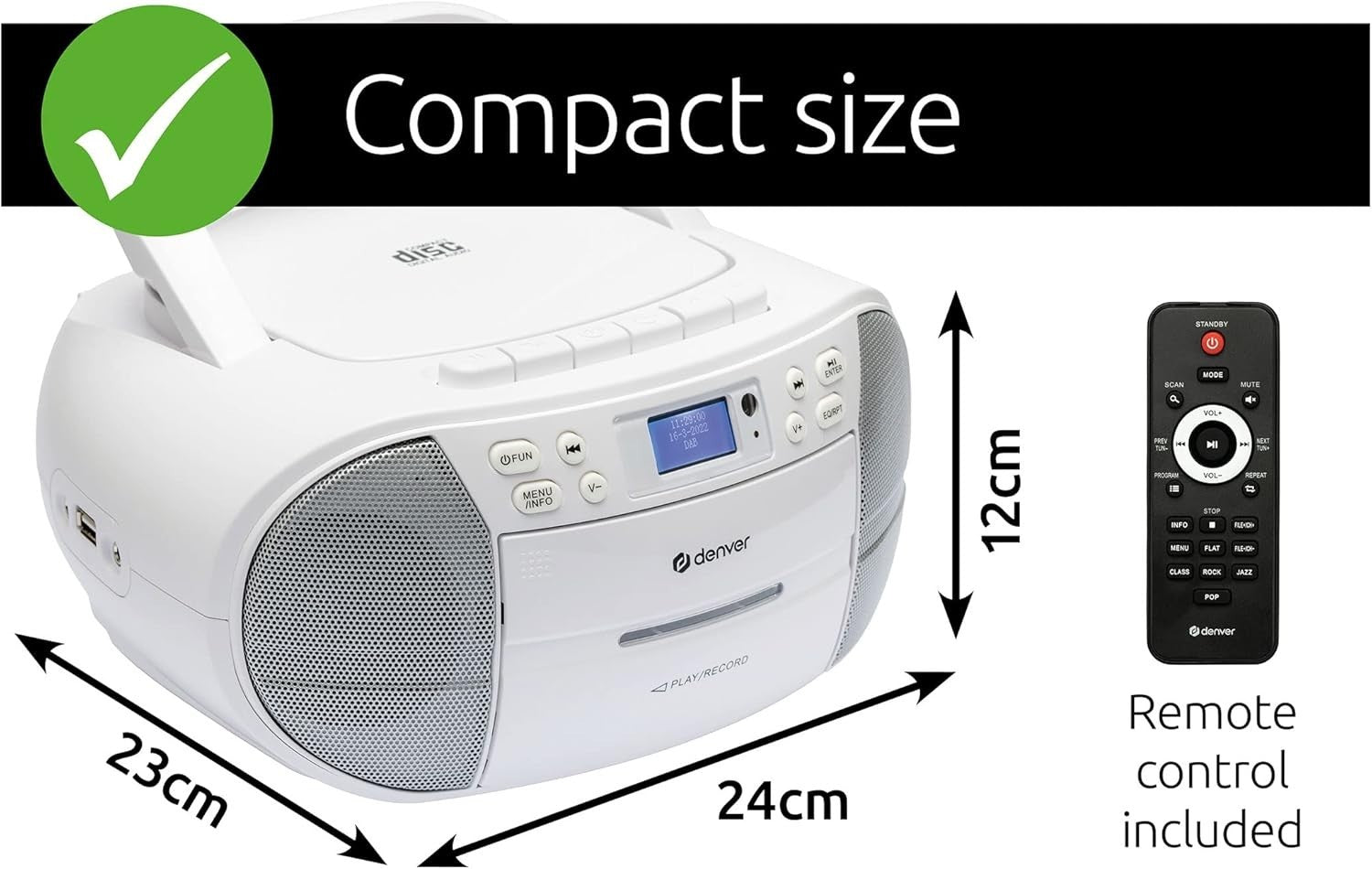 Portable DAB+ CD Cassette Player Boombox FM Radio USB AUX Alarm
