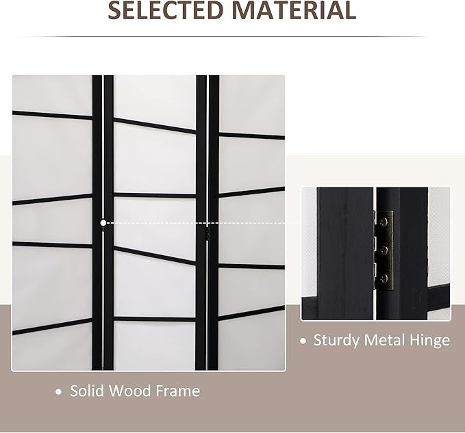 3 Panel Wooden Folding Room Divider – Freestanding Privacy Screen for Bedroom