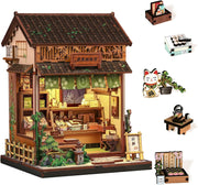 DIY Book Nook Kit Japanese Wagashi Shop LED Miniature Bookend Decor