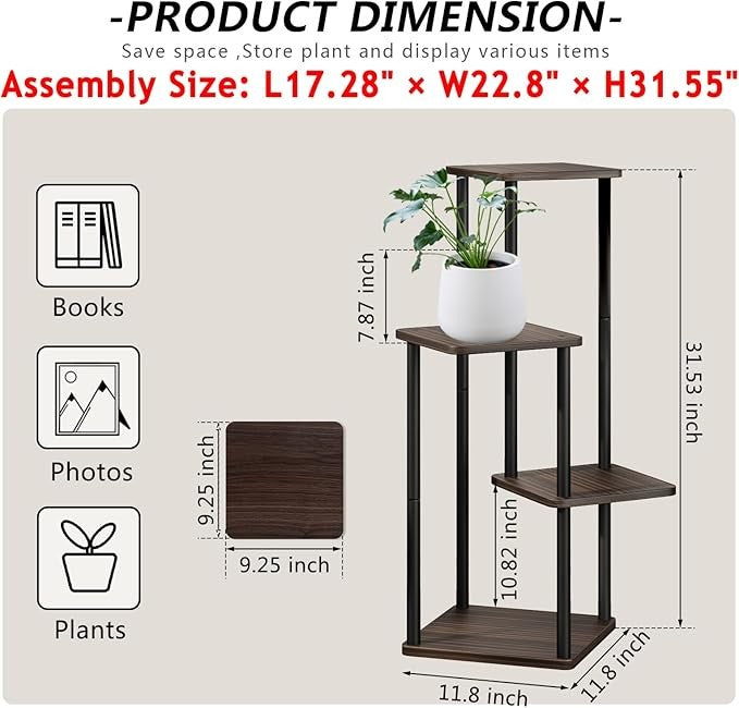 4 Tier Metal Plant Stand Indoor Outdoor Corner Flower Shelf Tall Display Rack
