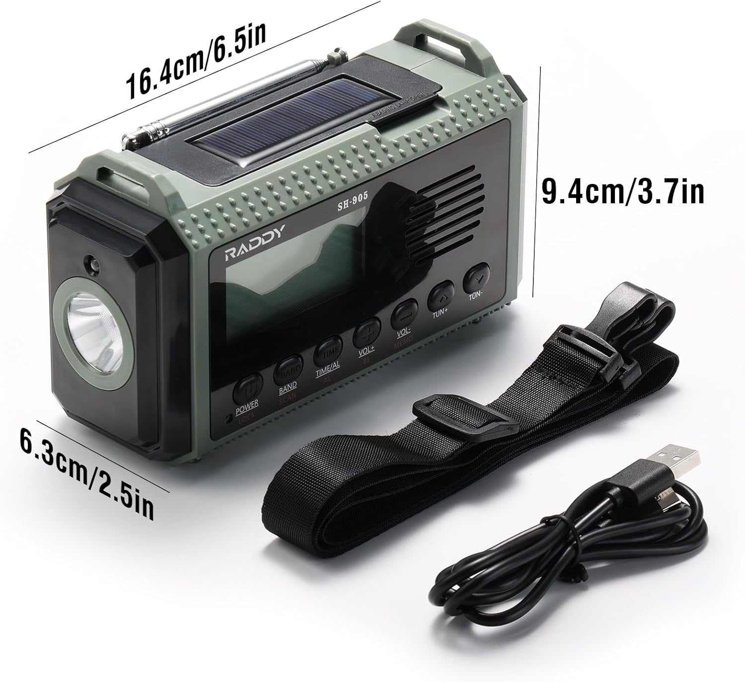 10,000mAh Emergency Hand Crank Radio NOAA Alert Solar Flashlight