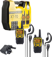 Professional Walkie Talkies 12km Dual Band Fast Charge 2 Pack Yellow