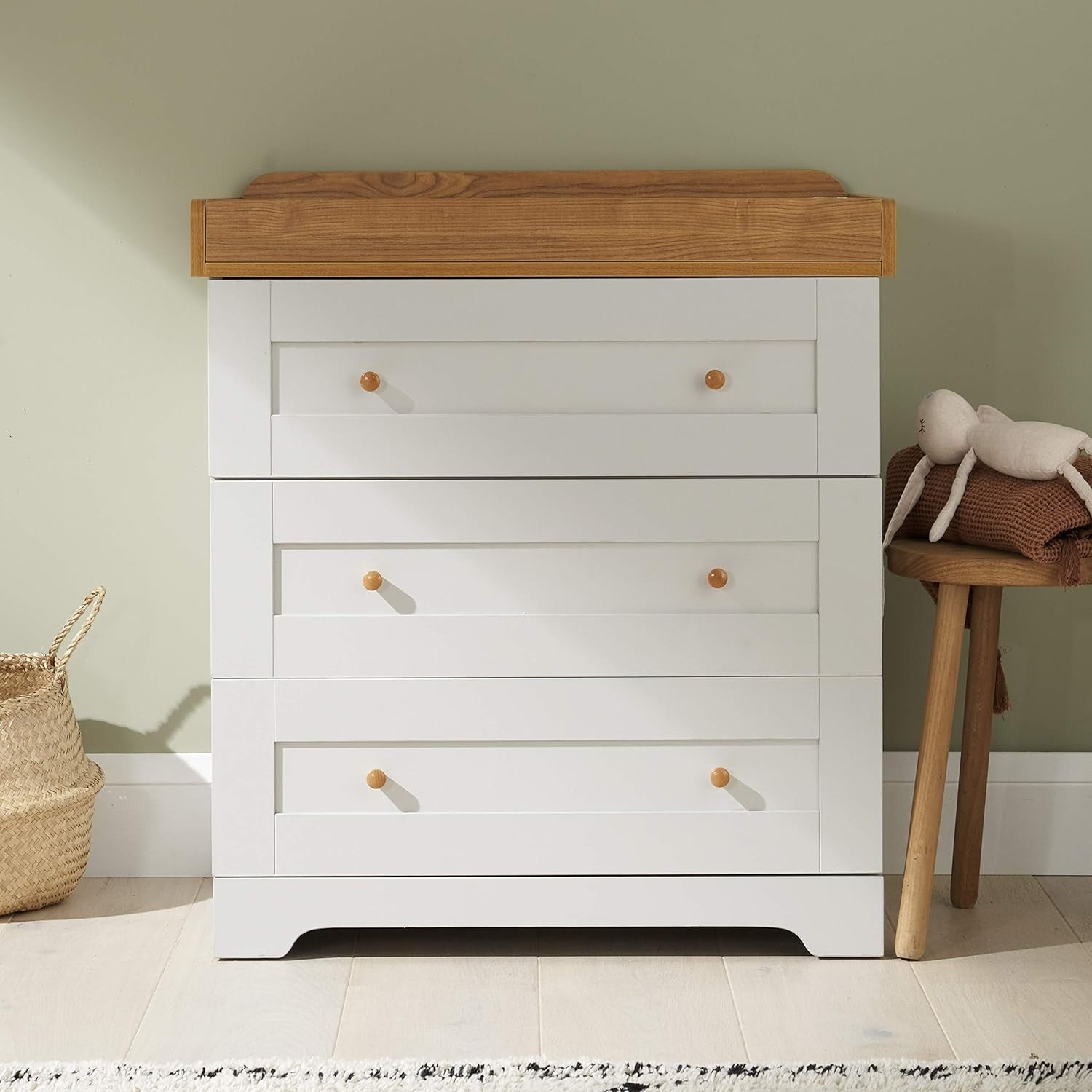 3pcs Nursery Furniture Set Cot Bed Wardrobe Chest Drawers Solid Wood Dover Grey