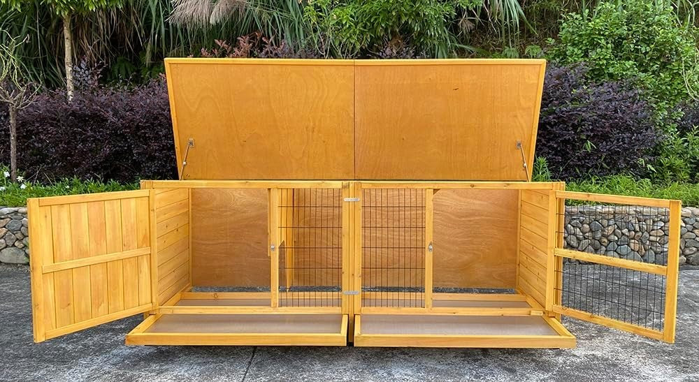 XXL Rabbit Hutch Predator Resistant Wooden Cage Large Outdoor Indoor