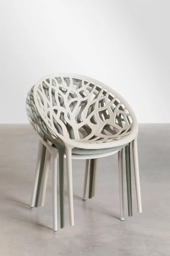 Set of 6 Stackable Plastic Dining Chairs Indoor Outdoor Garden Kitchen