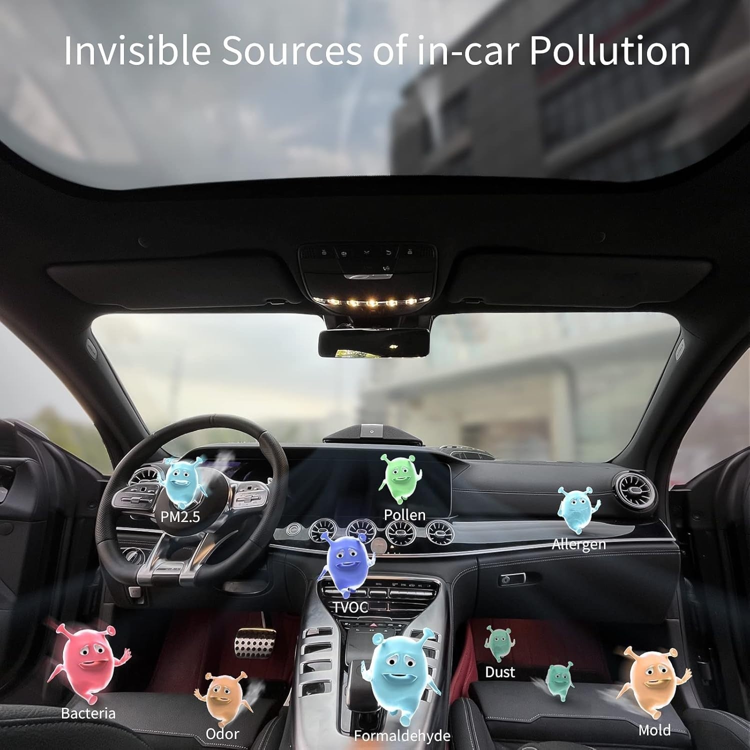 Car Air Purifier H13 HEPA Exhaust Fumes VOC Smoke Odor Silent