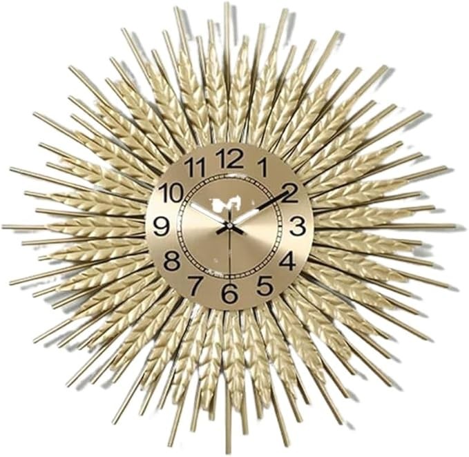 60cm Large Gold Wall Clock Modern Silent Metal Sunburst Design Home Decor