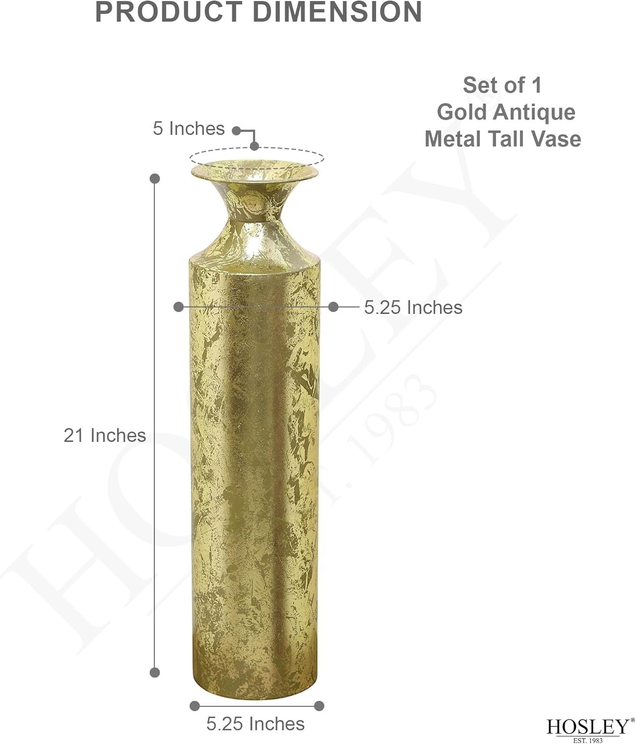 Gold Metal Tall Floor Vase 21.75in Decorative Wedding Home Decor