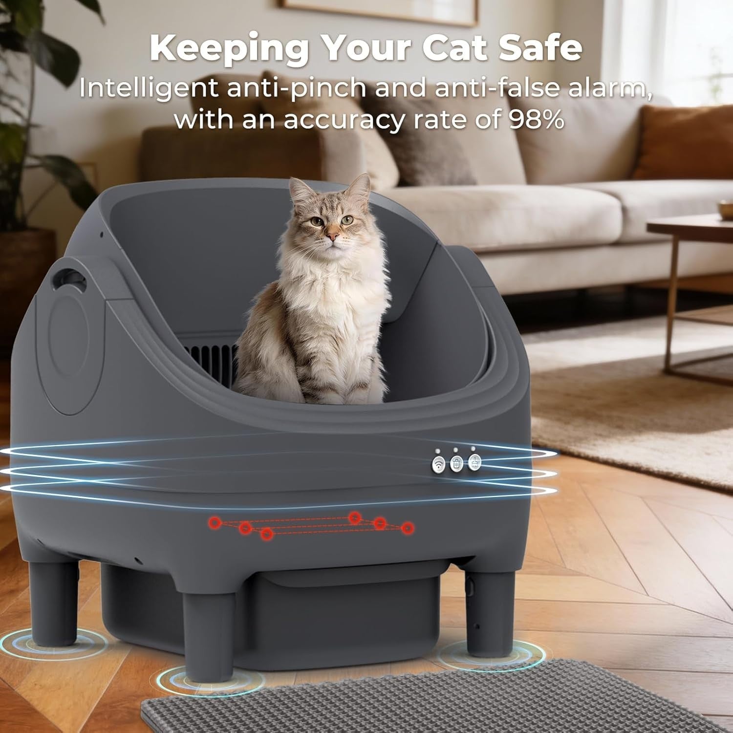Automatic Self Cleaning Cat Litter Box APP Control Large Odor Free Bin