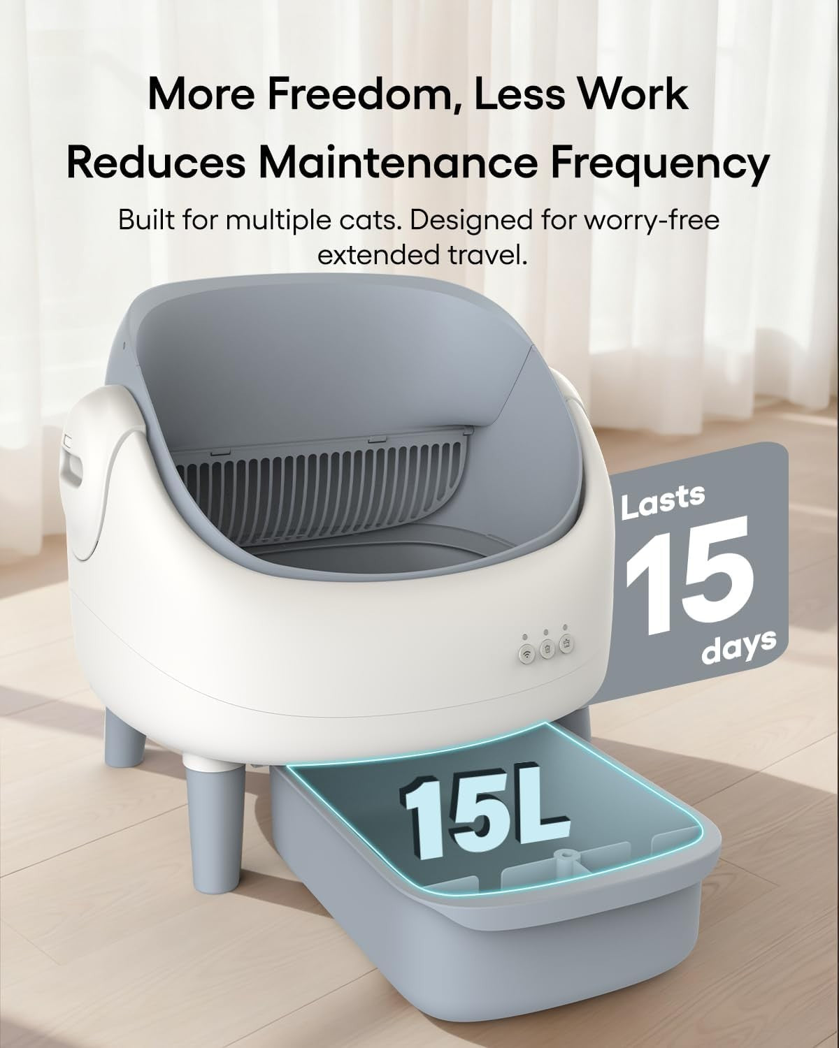 Self Cleaning Cat Litter Box App Control Open Top Auto Multi Cat