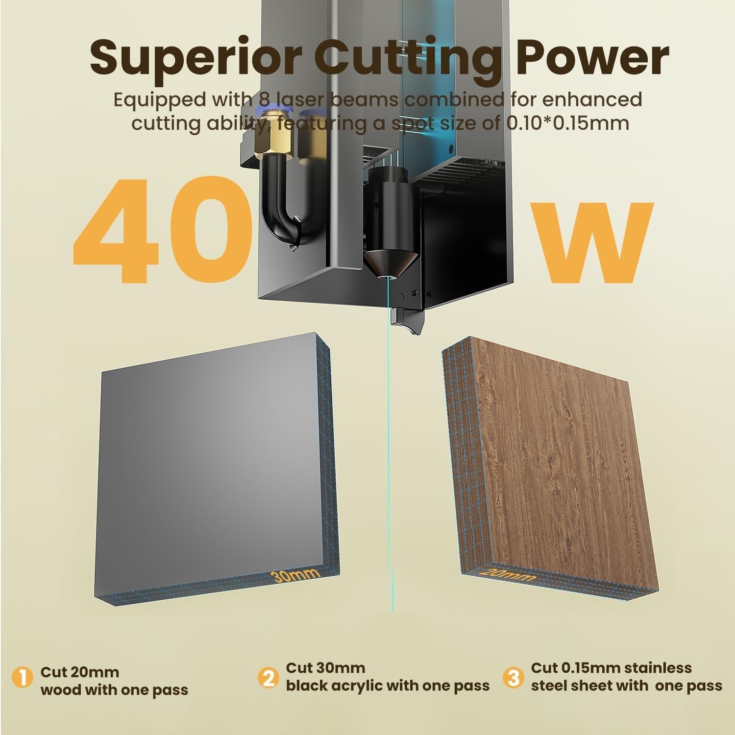 40W Laser Engraver Cutter High Speed Touch Screen DIY Metal Wood
