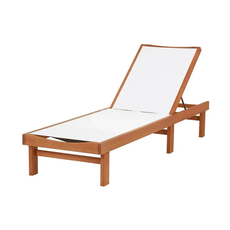 5-Position Reclining Outdoor Chaise Lounge, Adjustable Eucalyptus Sunbed