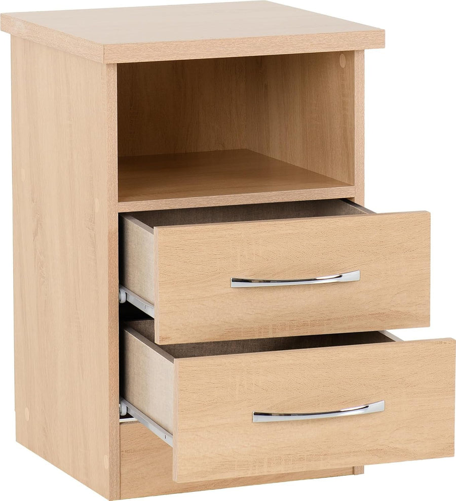 2 Drawer Bedside Table in Sonoma Oak Effect – Modern Nightstand