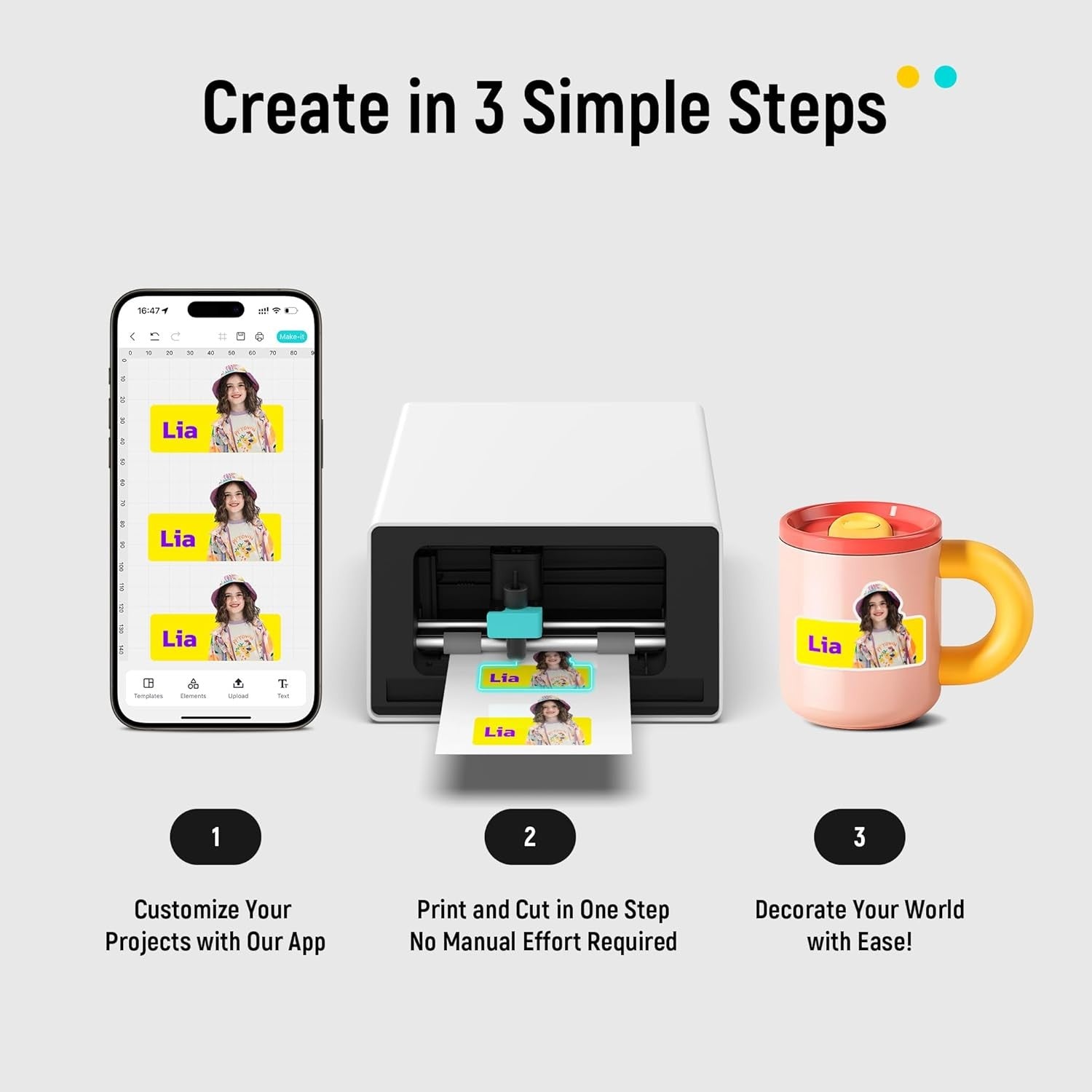 All-In-One Sticker Printer Cutter Photo Label Maker 300DPI DIY Crafts