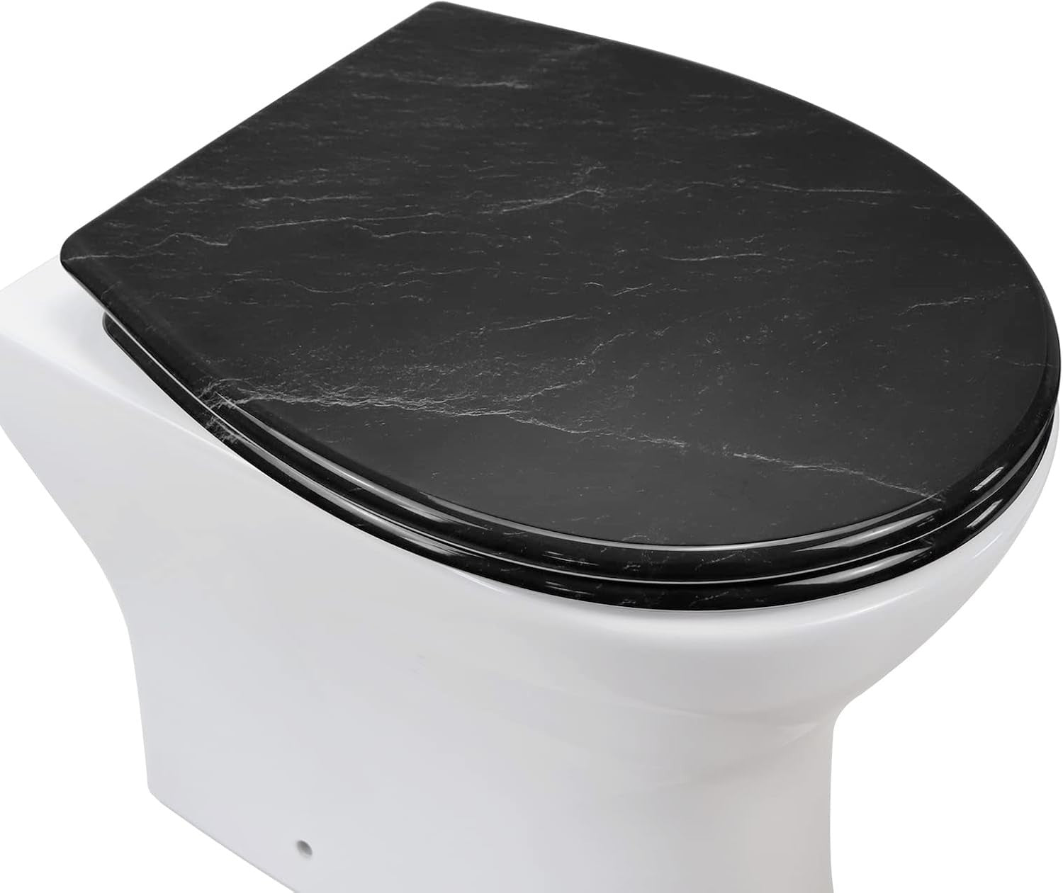 Black Marble Toilet Seat Soft Close Duroplast Quick Release Top Fix 45x37cm