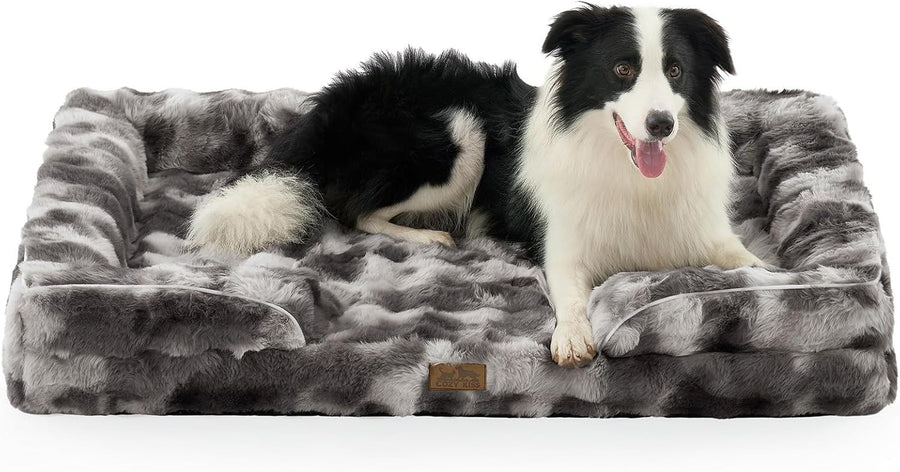 XL Orthopedic Dog Bed 44x32in Faux Fur Sofa Washable