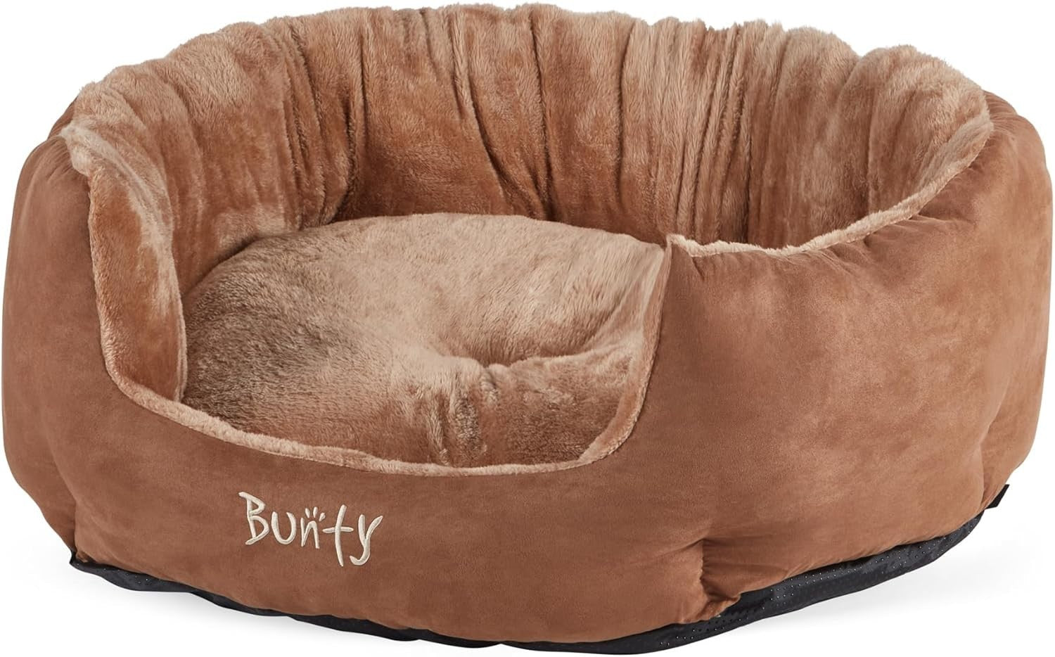 XL Calming Dog Bed 90x70x28cm Fluffy Fleece Washable Brown
