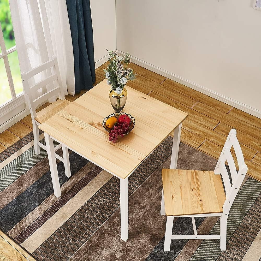 Solid Wooden 2-Seater Dining Table Set | Compact Kitchen Table & Chairs