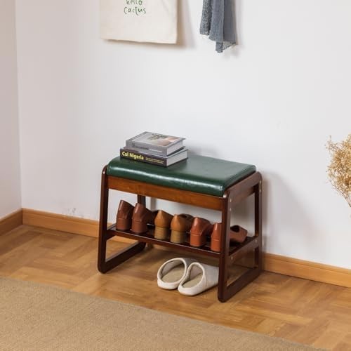 Entryway Shoe Bench with Flip-Top Storage & Cushion, 2-Tier Organizer