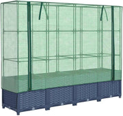 Raised Bed Planter with Greenhouse Cover 160x40x138cm | Rattan Look