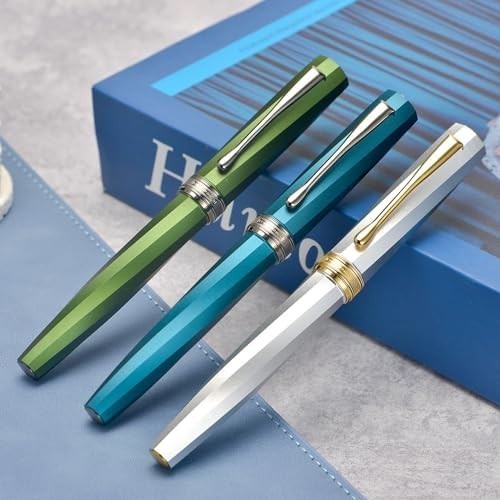 Luxury Green Fountain Pen Fine Soft Nib Titanium Black Executive Gift Set