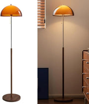 Wabi Sabi Wood Floor Lamp Orange Acrylic Shade 60in Dimmable Standing Light