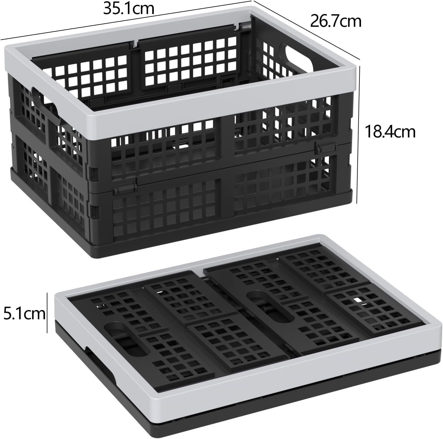 Foldable Plastic Storage Crates 35L – Collapsible Stackable Bins for Home