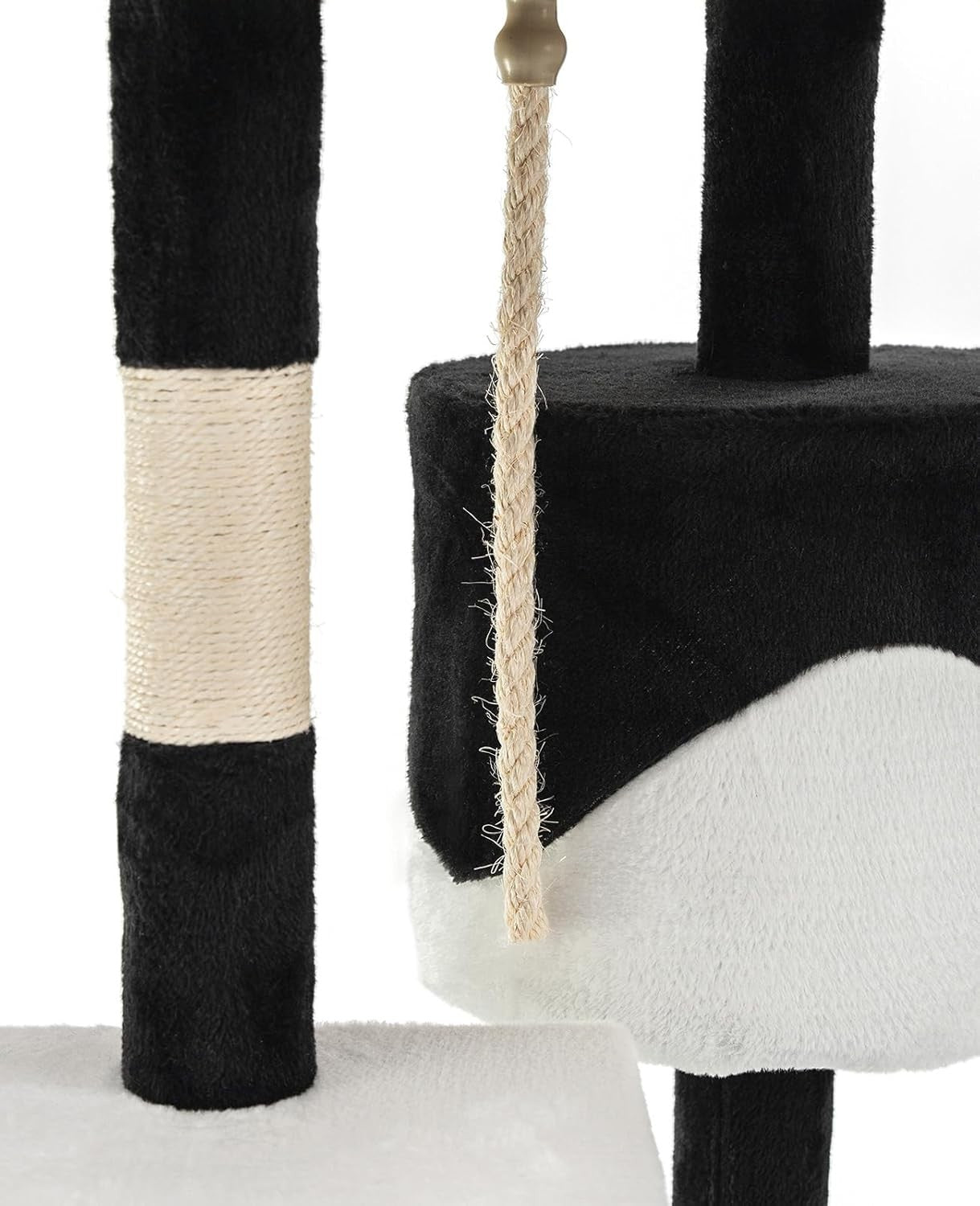Cat Tree Scratching Post Tower 112cm with Condo Sisal Rope Black White